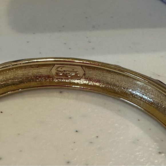 NWT Sequin by Nordstrom Clamper Bangle Bracelet - navy & gold tone & rhinestones - Picture 7 of 12